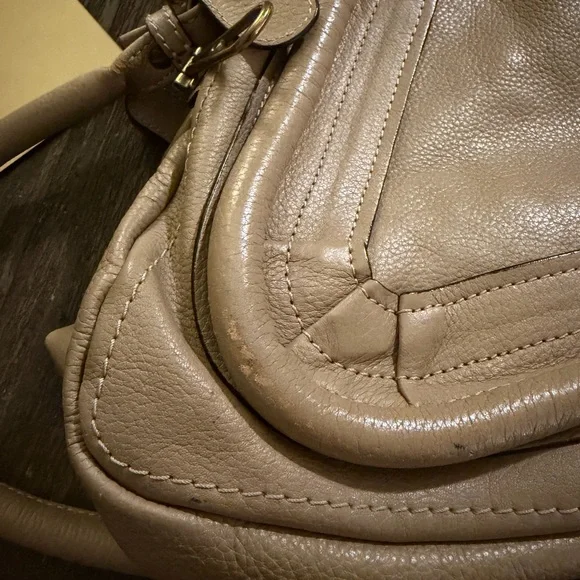 Chloé Beige Leather Paraty Satchel Bag w/ Detachable Strap - Picture 2 of 9